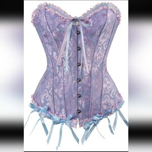 Elegant Purple Overbust Corset with Blue Accents